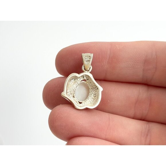 Moonstone Accented Abstract Sterling Silver 925 Vintage Pendant | Charm - Picture 4 of 9